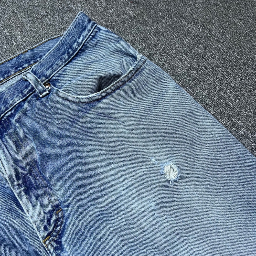 L.L.Bean Classic Fit Jeans 37x29 Light Wash Distressed Straight Leg Denim - Picture 8 of 16